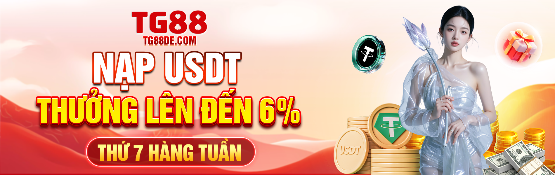NẠP USDT THƯỞNG LÊN ĐẾN 6% THỨ 7 HÀNG TUẦN